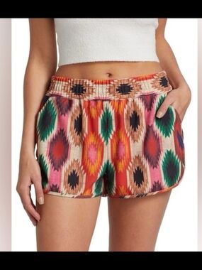 Alice + Olivia Multicolor Geometric Print Elastic Waist Shorts